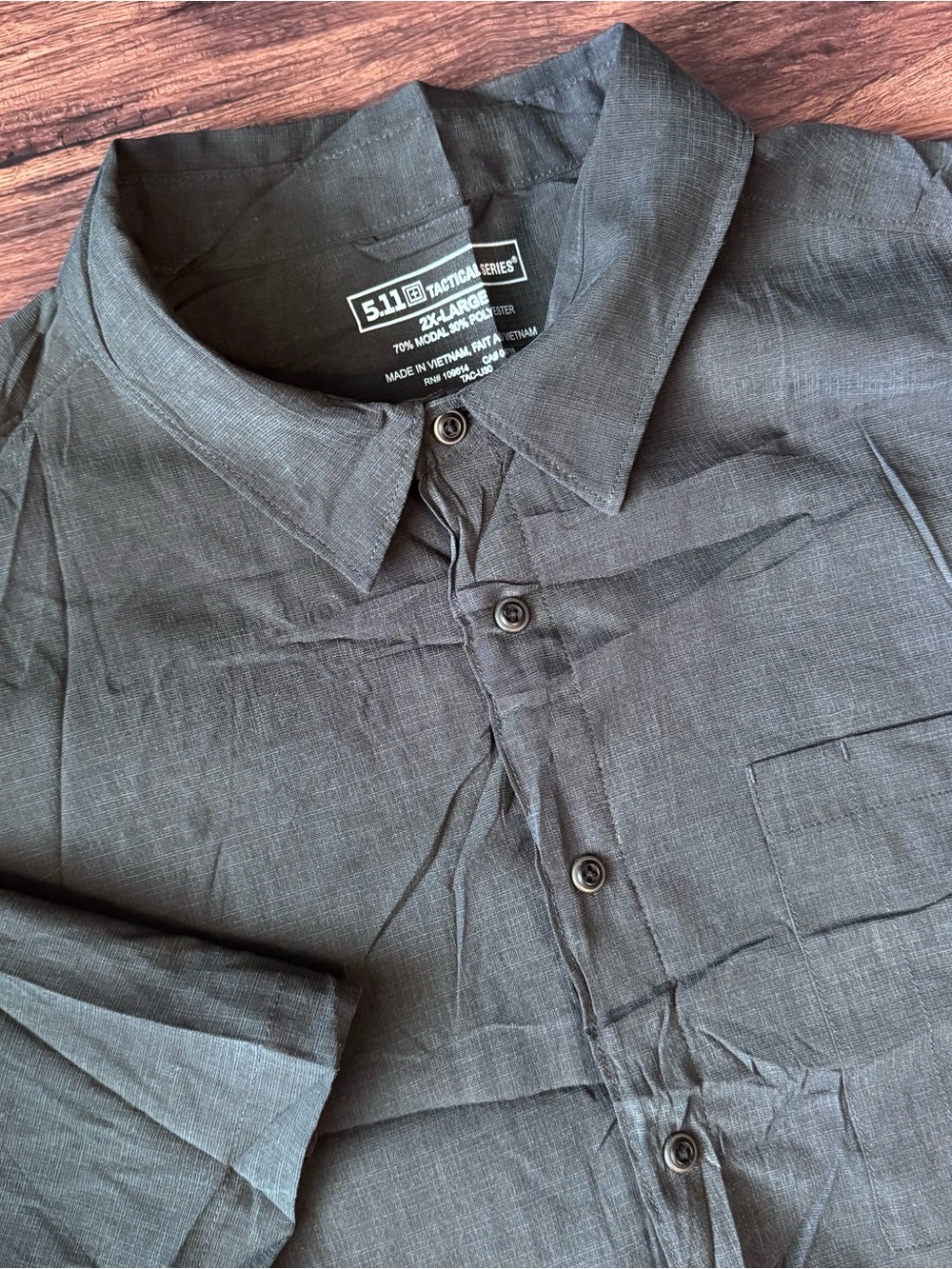 5.11 Tactical Shirt Men 2XL Black  Snap Up Outdoor Conceal Carry Velcro Pockets